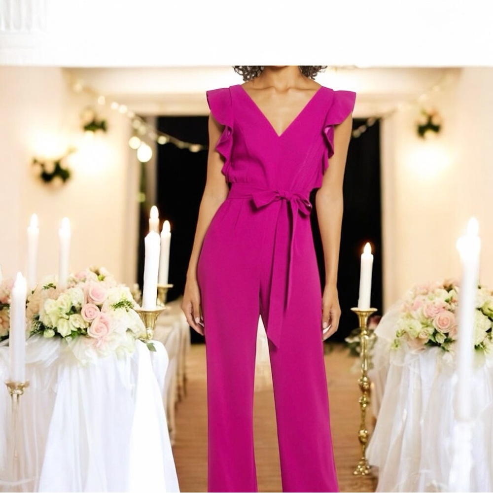 Lilly Pulitzer Kallie Ruffle Flutter Sleeve Jumpsuit with Tie Waist - Picture 2 of 14
